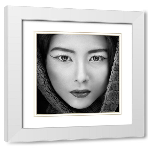 Portrait Of Icha White Modern Wood Framed Art Print with Double Matting by Siswandhono, Arief