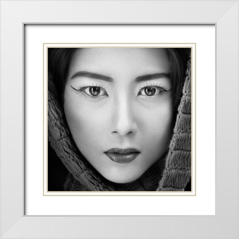 Portrait Of Icha White Modern Wood Framed Art Print with Double Matting by Siswandhono, Arief