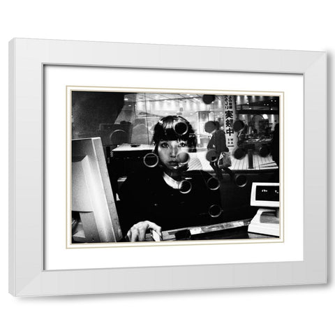 Untitled White Modern Wood Framed Art Print with Double Matting by Suzuki, Tatsuo