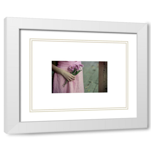 Pink Dress White Modern Wood Framed Art Print with Double Matting by JelenaOsmolovska