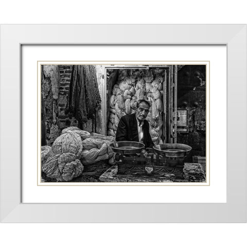 Rope Seller In A Bazaar (Iran) White Modern Wood Framed Art Print with Double Matting by Inazio Kuesta, Joxe