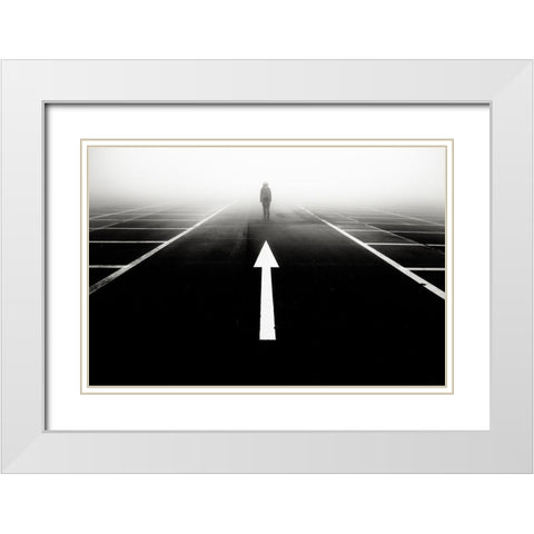 Sign White Modern Wood Framed Art Print with Double Matting by Sugimoto, Koji