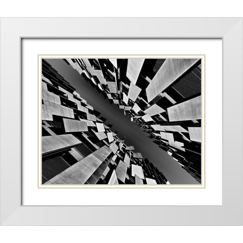 Slash White Modern Wood Framed Art Print with Double Matting by Tajima, Koji
