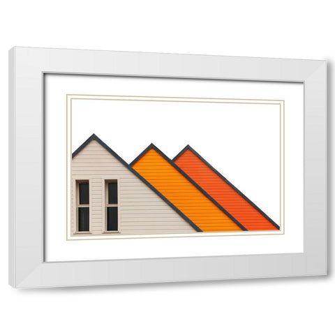 Triangoli White Modern Wood Framed Art Print with Double Matting by Della Latta, Massimo