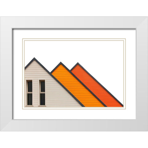 Triangoli White Modern Wood Framed Art Print with Double Matting by Della Latta, Massimo