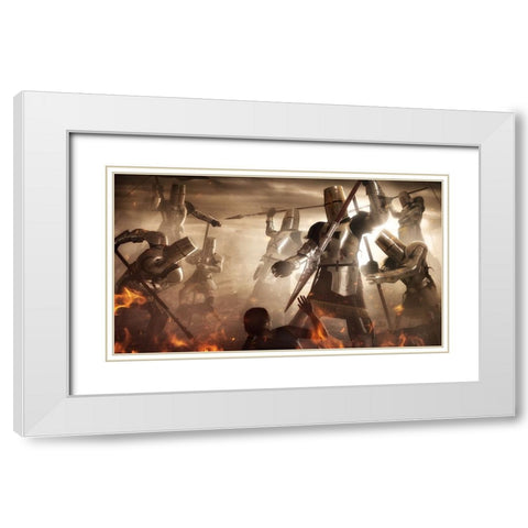 Holy Wars White Modern Wood Framed Art Print with Double Matting by Kiciak, Christophe
