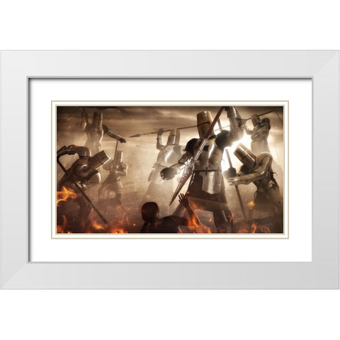 Holy Wars White Modern Wood Framed Art Print with Double Matting by Kiciak, Christophe