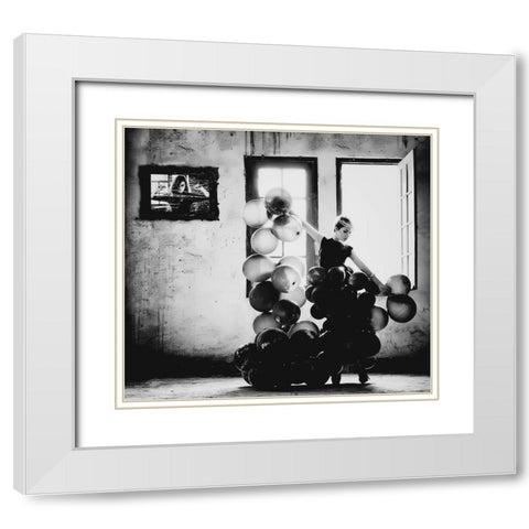 Dancing With Loneliness White Modern Wood Framed Art Print with Double Matting by Potret, Yugie