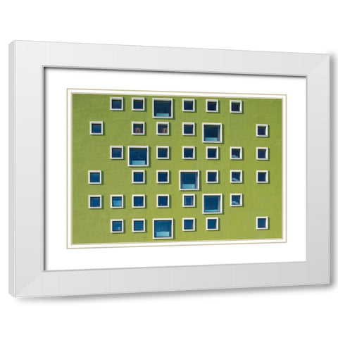 39 Windows White Modern Wood Framed Art Print with Double Matting by Lykke, Jan
