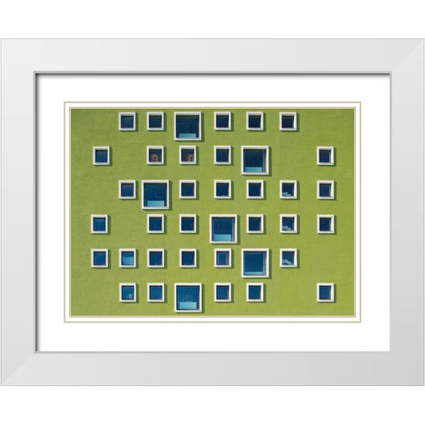 39 Windows White Modern Wood Framed Art Print with Double Matting by Lykke, Jan