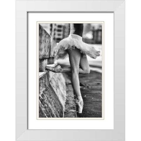 Dancer White Modern Wood Framed Art Print with Double Matting by Groenewald, Michael