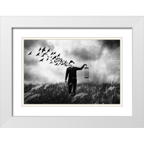 Freedom White Modern Wood Framed Art Print with Double Matting by Satriani, Jay