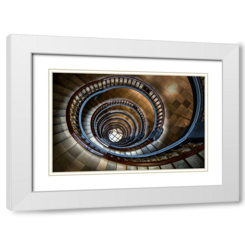 Staircase White Modern Wood Framed Art Print with Double Matting by Mohrmann, Dennis