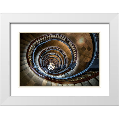 Staircase White Modern Wood Framed Art Print with Double Matting by Mohrmann, Dennis