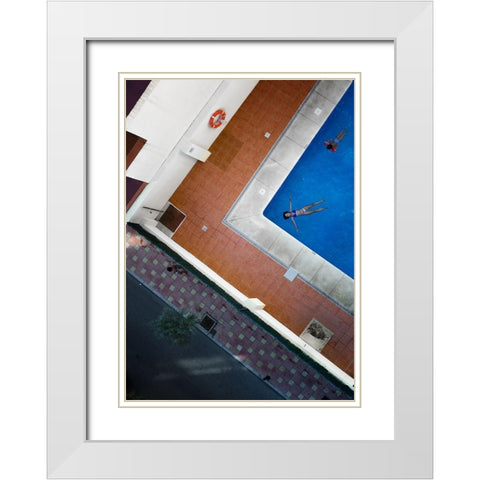 Triangles White Modern Wood Framed Art Print with Double Matting by Gamiz, Andres