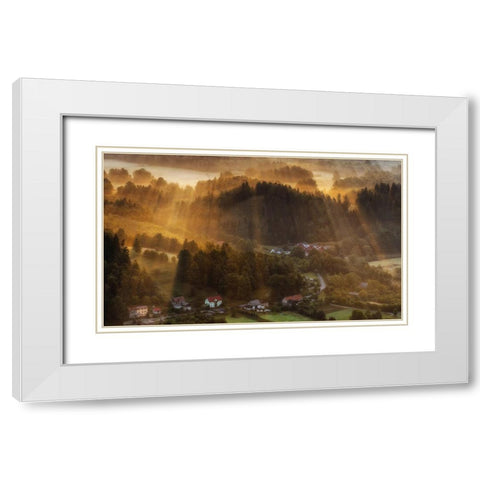 Morning Light White Modern Wood Framed Art Print with Double Matting by Krol, Piotr