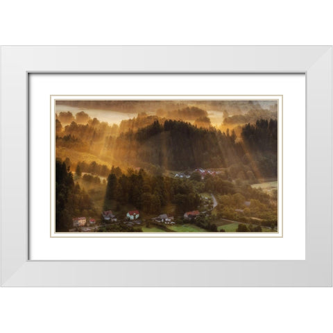 Morning Light White Modern Wood Framed Art Print with Double Matting by Krol, Piotr