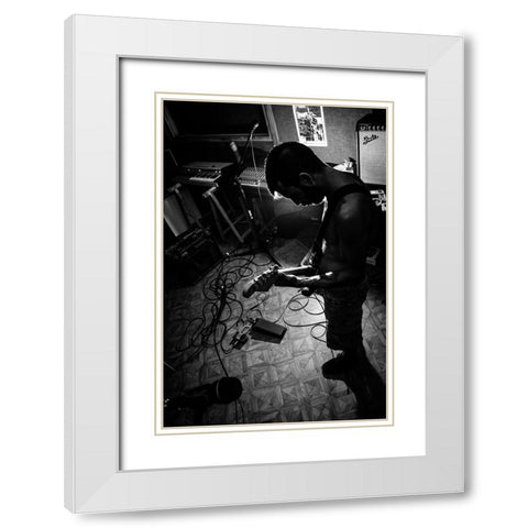 Alone With The Music White Modern Wood Framed Art Print with Double Matting by Palacios Prieto, Javier