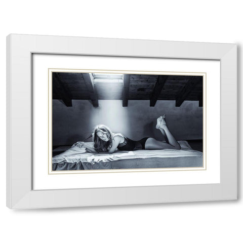 Just Sara... White Modern Wood Framed Art Print with Double Matting by Micheli, Fabrizio