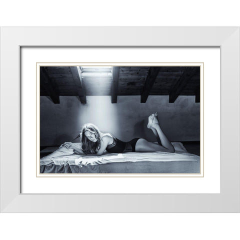 Just Sara... White Modern Wood Framed Art Print with Double Matting by Micheli, Fabrizio