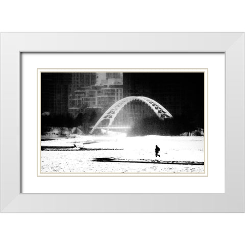 Untitled White Modern Wood Framed Art Print with Double Matting by Wang, Jian