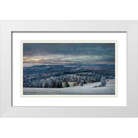 First Touch Of Winter White Modern Wood Framed Art Print with Double Matting by Svoboda Mqep, Peter