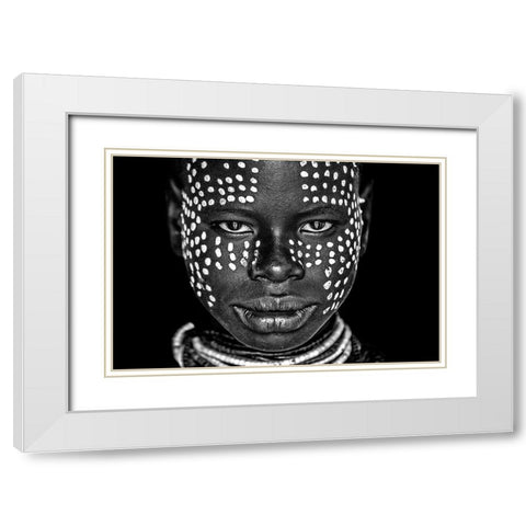 Karo Girl White Modern Wood Framed Art Print with Double Matting by Vidak, Vedran