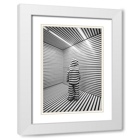 Prisoners Of Our Minds White Modern Wood Framed Art Print with Double Matting by Raif, Joshua