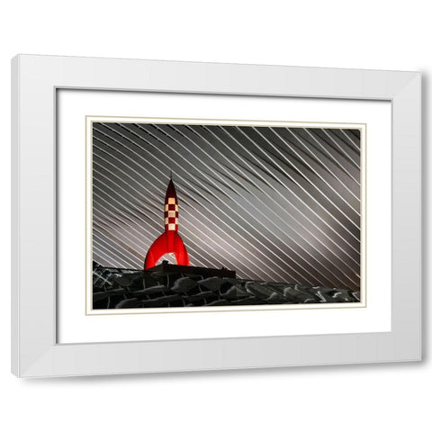 Night Launch White Modern Wood Framed Art Print with Double Matting by Van Den, Jef