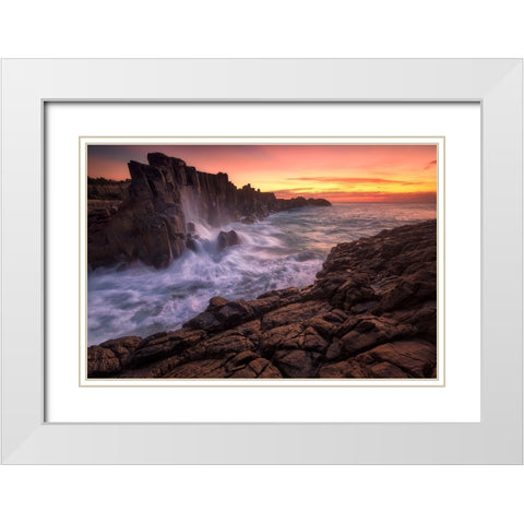 Wall By The Sea White Modern Wood Framed Art Print with Double Matting by Zhang, Joshua