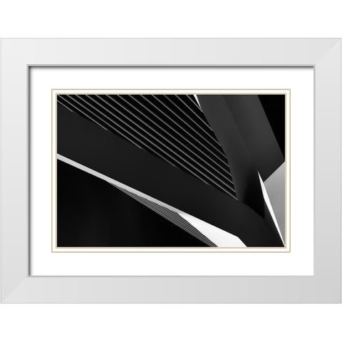 Abstraction Of A Swan White Modern Wood Framed Art Print with Double Matting by Van De, Jeroen