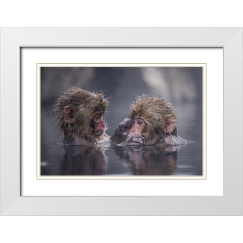 Friends White Modern Wood Framed Art Print with Double Matting by Marumoto, Takeshi