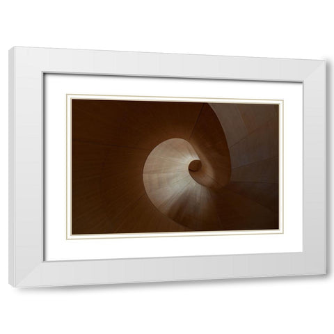 Spiral White Modern Wood Framed Art Print with Double Matting by Bonadio, Heather