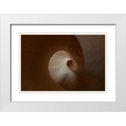 Spiral White Modern Wood Framed Art Print with Double Matting by Bonadio, Heather