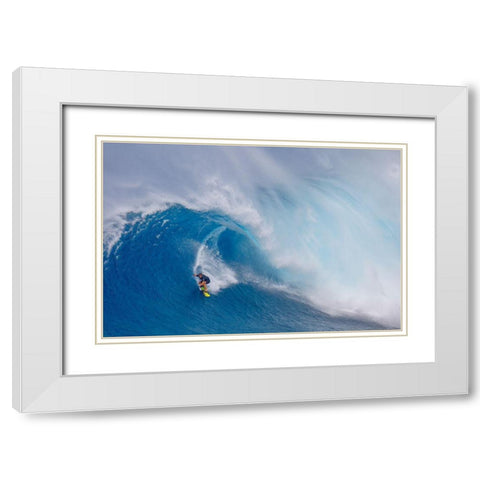 Surfing Jaws White Modern Wood Framed Art Print with Double Matting by Stahl, Peter
