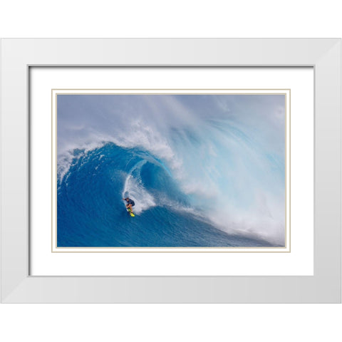 Surfing Jaws White Modern Wood Framed Art Print with Double Matting by Stahl, Peter