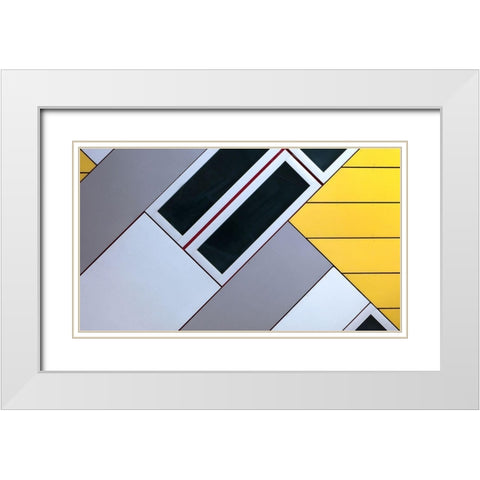 House Of Cubes White Modern Wood Framed Art Print with Double Matting by Van De, Jeroen