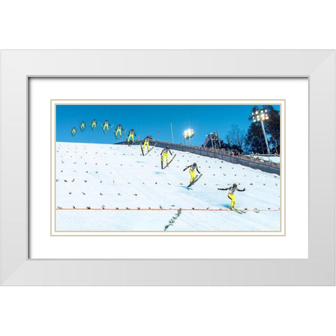 Anatomy Of A Ski Jump White Modern Wood Framed Art Print with Double Matting by Damsten, Petri