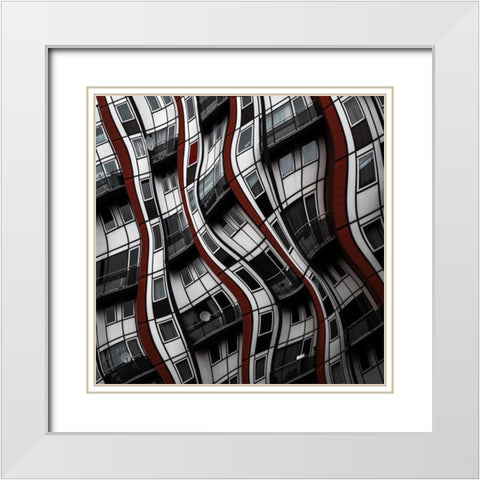 The Red Curtain White Modern Wood Framed Art Print with Double Matting by Claes, Gilbert