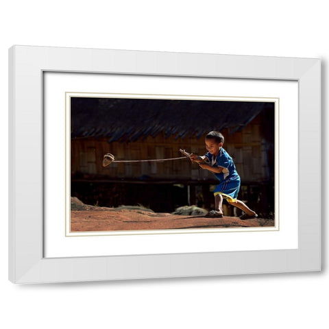 Spin Topper White Modern Wood Framed Art Print with Double Matting by Vichaya