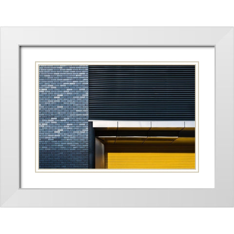 Yellow Shutter White Modern Wood Framed Art Print with Double Matting by Wride, Linda