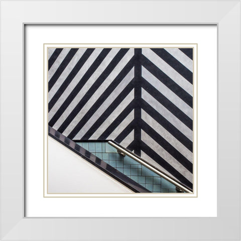 Museum Staircase White Modern Wood Framed Art Print with Double Matting by Vangindertael, Luc