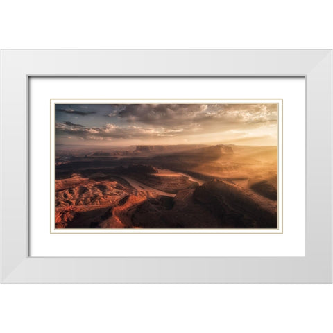 Light Blades White Modern Wood Framed Art Print with Double Matting by Colella, Rene