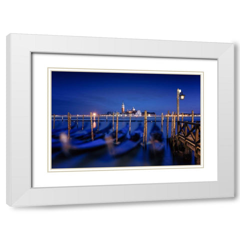 San Giorgio Maggiore Island-Venice White Modern Wood Framed Art Print with Double Matting by Deakin, Karen
