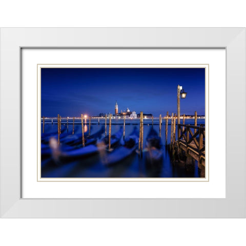 San Giorgio Maggiore Island-Venice White Modern Wood Framed Art Print with Double Matting by Deakin, Karen