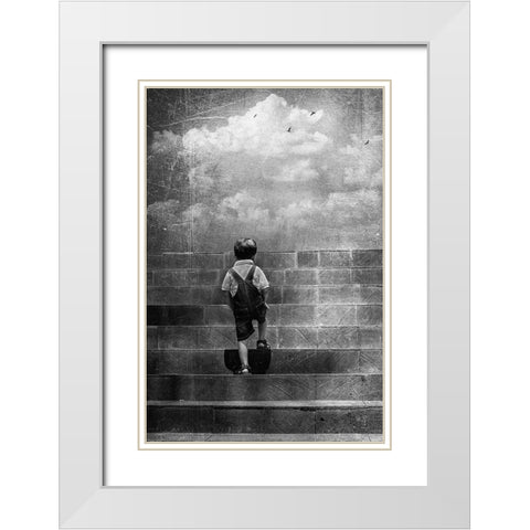 Life Is Just A Lonely Highway White Modern Wood Framed Art Print with Double Matting by M, Saturas