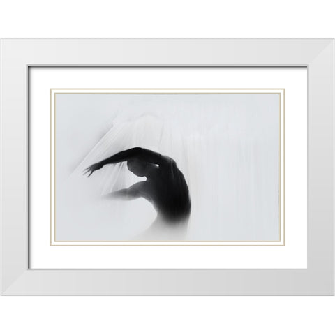 The Dance Of Silence White Modern Wood Framed Art Print with Double Matting by Haghi, Babak