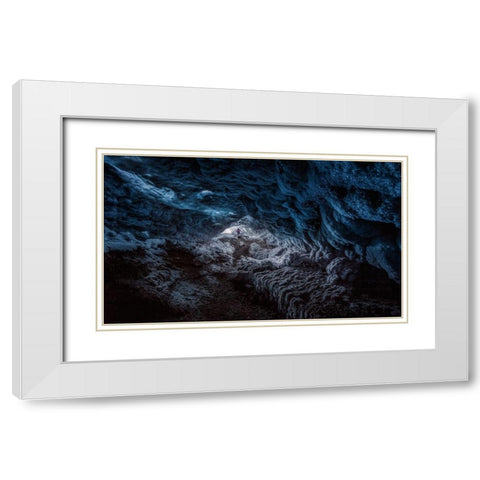 Exploring A Fronzen Blue World White Modern Wood Framed Art Print with Double Matting by De La, Javier