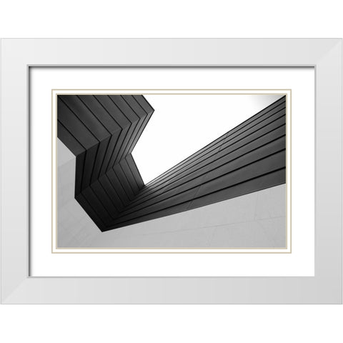 Broken Lines White Modern Wood Framed Art Print with Double Matting by Azevedo, Olavo