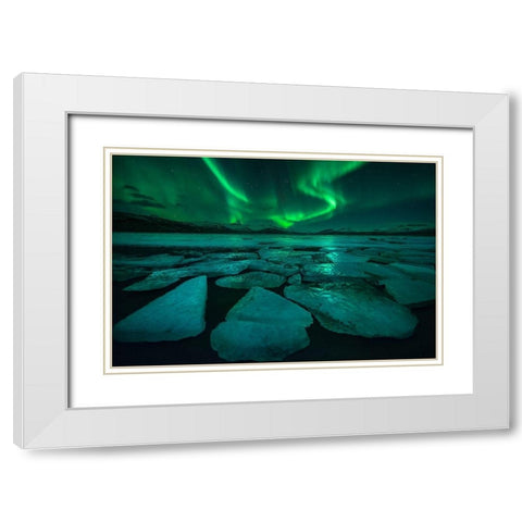 Cool White Modern Wood Framed Art Print with Double Matting by Intarob, Sarawut